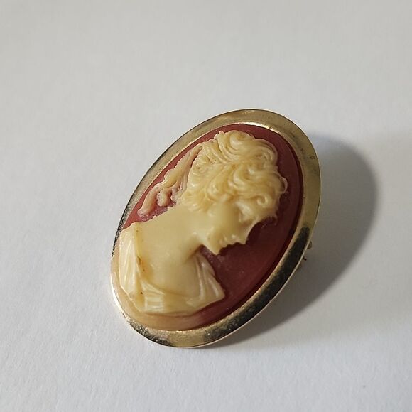 Vintage Cameo Brooch with Gold Trim - Picture 2 of 4